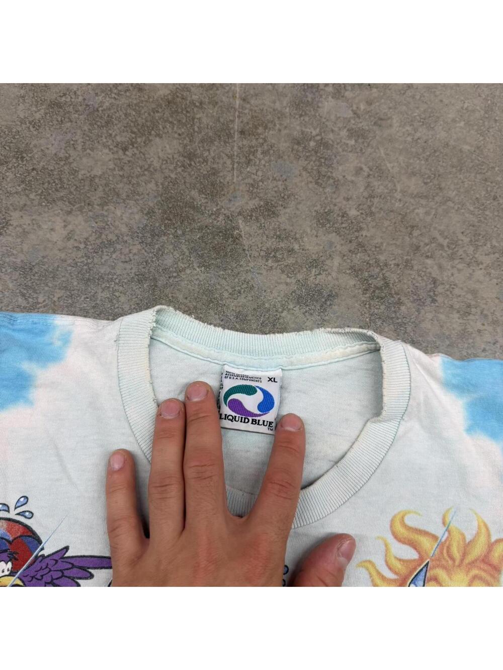 vintage liquid blue grateful dead here comes the sunshine tie dye band shirt xl - Picture 3 of 5